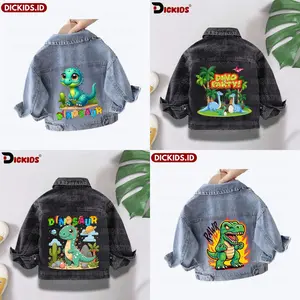 Jaket Jeans Anak Karakter Dino Snow Black & Snow Blue Dickids.ID Usia 1-7 Tahun - Motif, Fashion Laki-Laki
