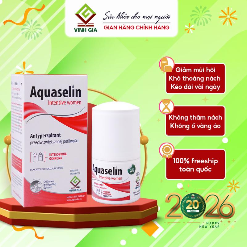 Lăn Khử Mùi Nữ AQUASELIN Giúp Khử Mùi Hôi Nách Không Mùi Không Cồn Không Ố Vàng Áo - Dung tích 50ml Khử Mùi Hôi AQUASELIN Intensive Women