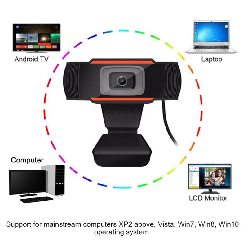 Kamera 1080P untuk laptop/PC, kamera USB komputer, konferensi video langsung, HD, dengan mikrofon bawaan. 8