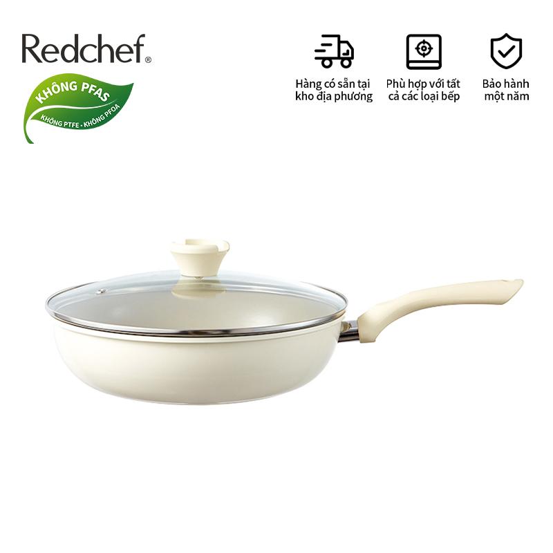 Redchef Chảo xào sâu 28cm chống dính bằng gốm có nắp Không chứa PFAS & PTFE & PFOA Thích hợp cho mọi loại bếp