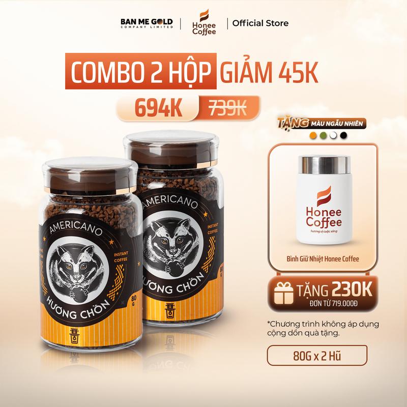 [COMBO NĂNG LƯỢNG] 2 Hũ Cà Phê Sấy Lạnh Robusta (80g x 2) - Cafe Sấy Lạnh Hương Chồn - Cà Phê Chồn Hoà Tan Ban Me Gold