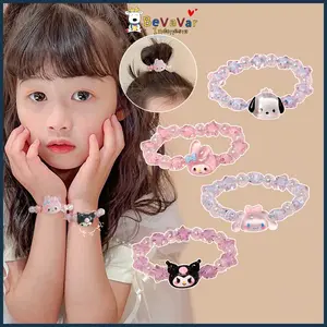 Bevavar Gelang Manik Manik Gelang Motif Kartun Sanrio Gelang Tangan Manik Kristal Fashion Gelang Anak Gaya Korea Tali Rambut Sanrio Costume