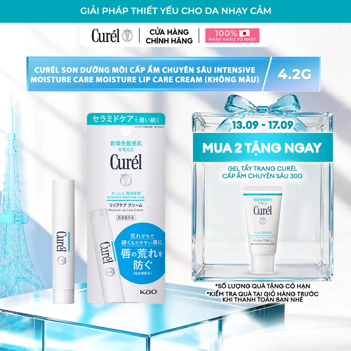 Son Dưỡng Môi Curél Intensive Moisture Care Moisture Lip Care Balm Chuyên Sâu 4.2g