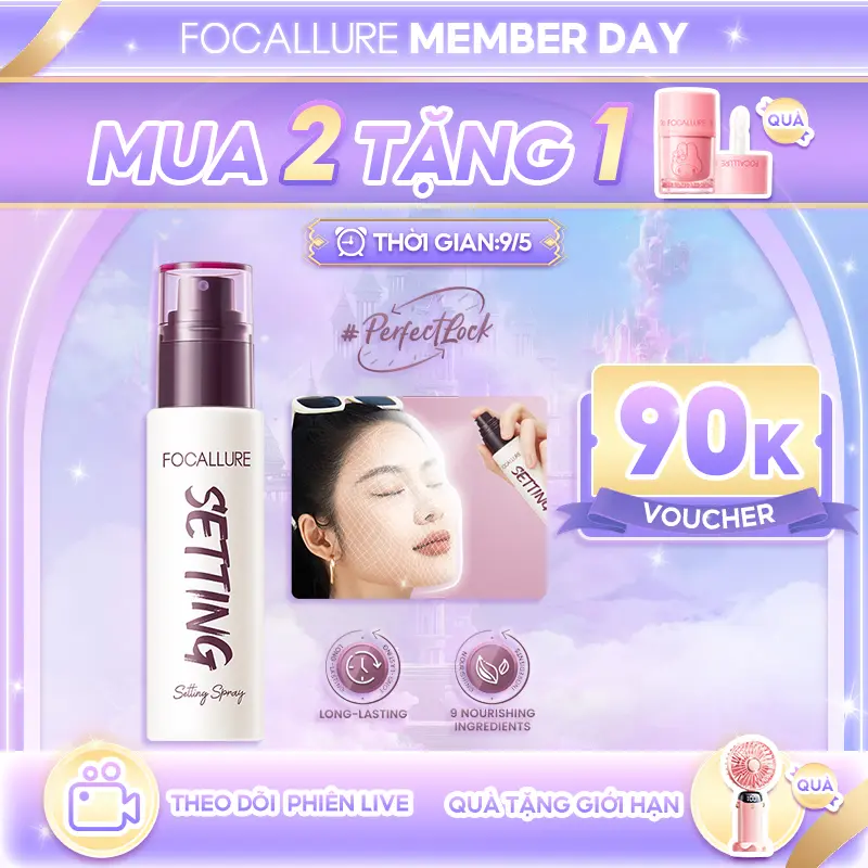 【voucher 90k】Focallure Xịt Khóa Hỗ Trợ Cố Định Lớp Trang Điểm Chứa Thành Phần Giữ Ẩm Hỗ Trợ Kiểm Soát Dầu Thoáng Mát