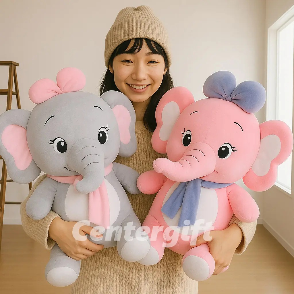 Boneka Gajah Duduk Jumbo 55cm Lucu Imut Bahan Premium Hadiah Ulang Tahun Anak & Pasangan