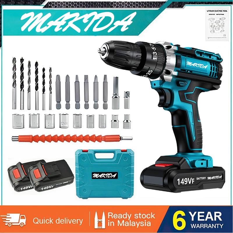 【COD】199V Cordless Electric Drill with 2 Lithium Batteries High-power ...