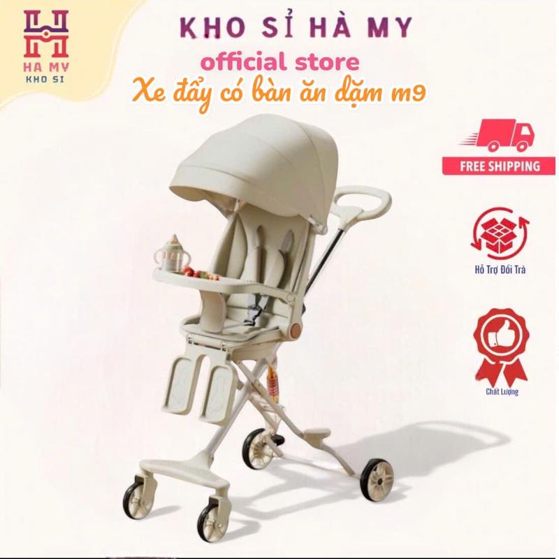  Xe Đẩy M9 Phiên Bản Mới Nhất Có Khay Bàn Ăn Dặm Bệ Để Chân Và Rèm Mái Che Kem Cho Bé tomorrow sky xe xe  đẩy 