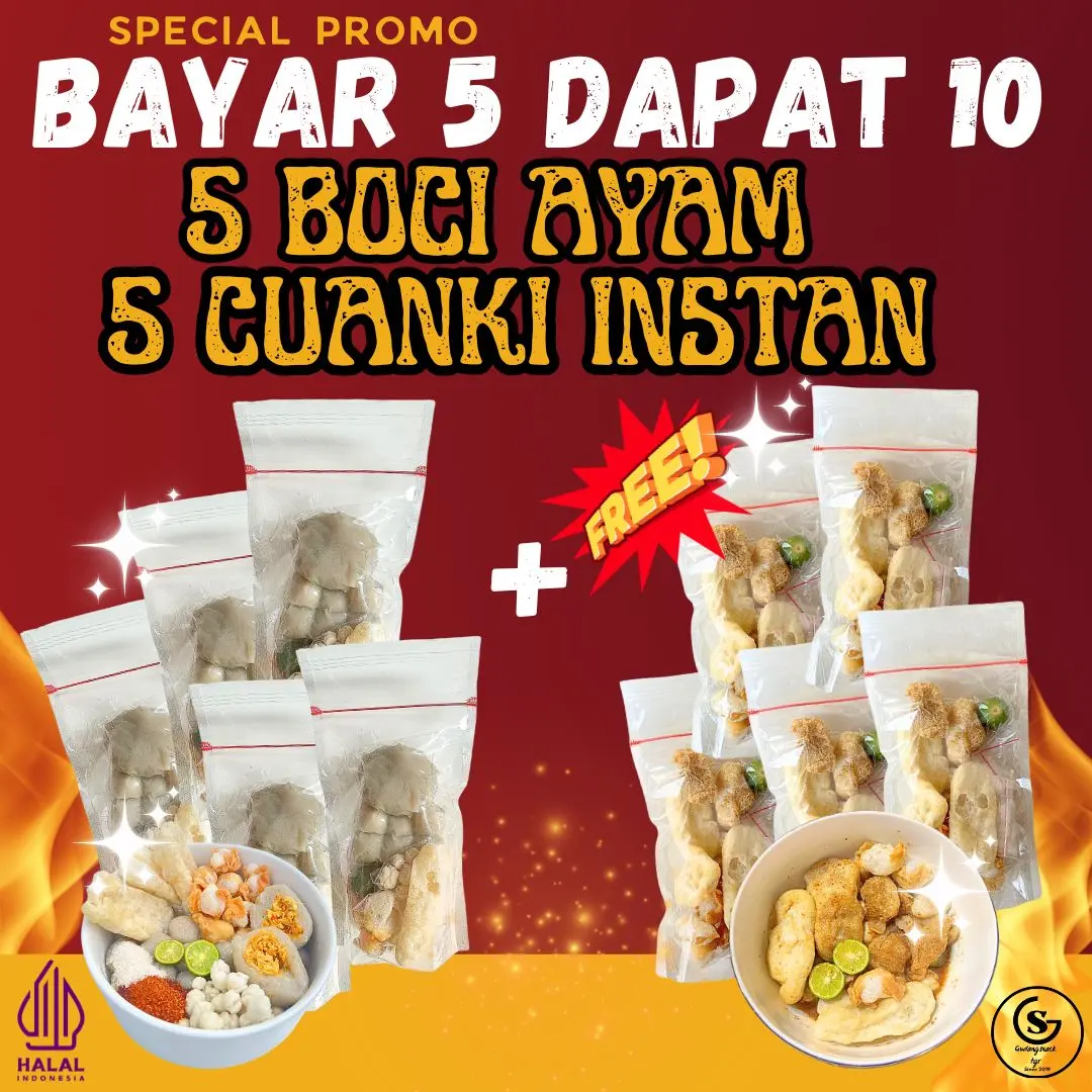 Beli 5 Dapat 10 [ Baso Aci Ayam Suwir 5Pack Cuanki Instan 5Pack ] Food Kaldu Pedas Kuah Seblak Mie Cuangki