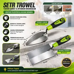 sendok adukan bangunan | Paket Kombo Alat Bangunan 4in1 – Trowel Semen + Waterpass 45cm + Benang Nilon Jumbo – Set Lengkap Tukang