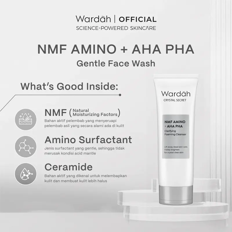 NEW! Wardah Crystal Secret Clarifying Foaming Cleanser 100mL – Sabun Cuci Muka Gentle Acid Mantle Expert - Daily Exfoliating Foam yang Membersihkan dengan Gentle - Kulit Bersih, Cerah & Lembap dengan NMF Amino + AHA PHA! 3