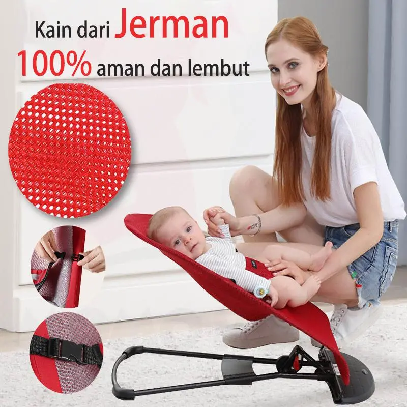BEIGE Bouncer Bayi Lipat Bergoyang dengan Tempat Tidur Bayi Goyang dan Mainan Anak Laki-Laki dan Perempuan Anak-Anak 2