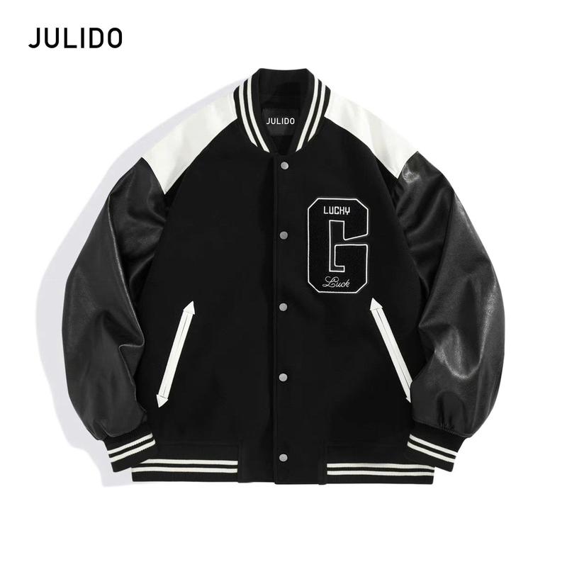 Áo khoác Bomber G trần bông 3 lớp nam  phối tay da JULIDO mùa đông Menswear