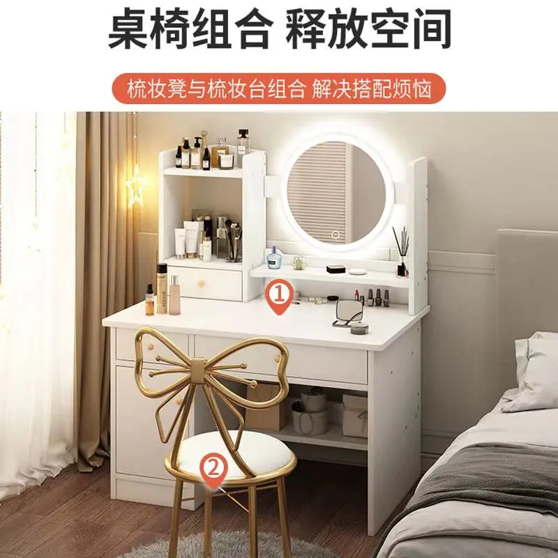 SG local seller Best Price Makeup Organizer Dresser Dressing table bedroom simple modern economical small apartment household dressing table multifuncti Makeup / Dressing Table with Mirror and Cabinet Drawer + FREE 1 Chair. 2 Colors. DIY/Self-Assemble