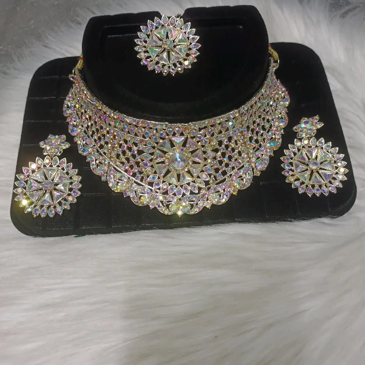Bollywood Glittering - Rainbow Stone Chocker Set with 3D colours