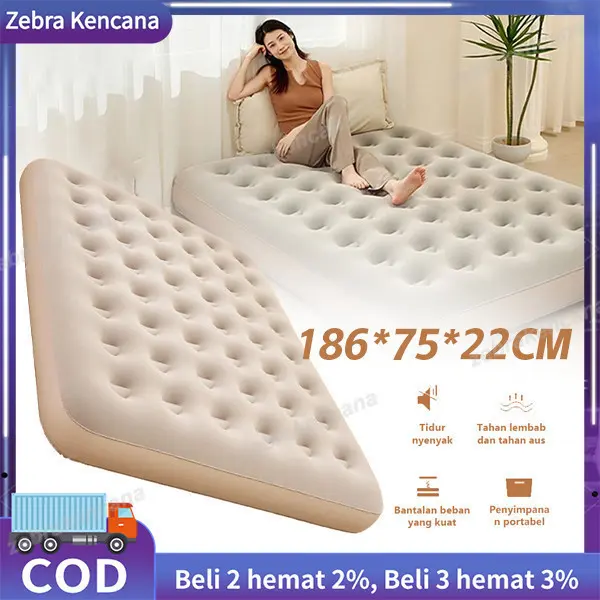 【186X75X22CM】Kasur Angin / Air Bed Double Kasur Angin Bestway + pompa manual Bestway Paket Kasur Angin Double Biru/ Paket Kasur Tiup Air Bed Double Camping