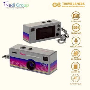READY! G6 Grey Thumb Camera Mini Keychain Retro Camera Foto 12MP, Video 1080 HD, Rekam Audio