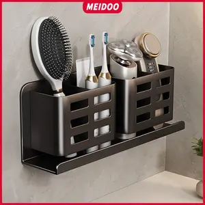 MEIDOO rak penyimpanan kamar mandi tempat sikat gigi aluminium tahan air dan tahan karat