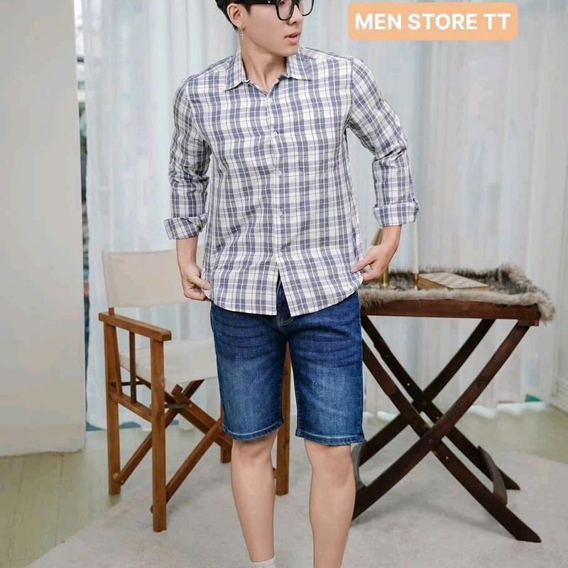 Áo sơ mi nam ca rô cô tôn tay dài mềm mịn thoáng mát, thấm hút mồ hôi - Có Cổ - Menswear Shirt 4