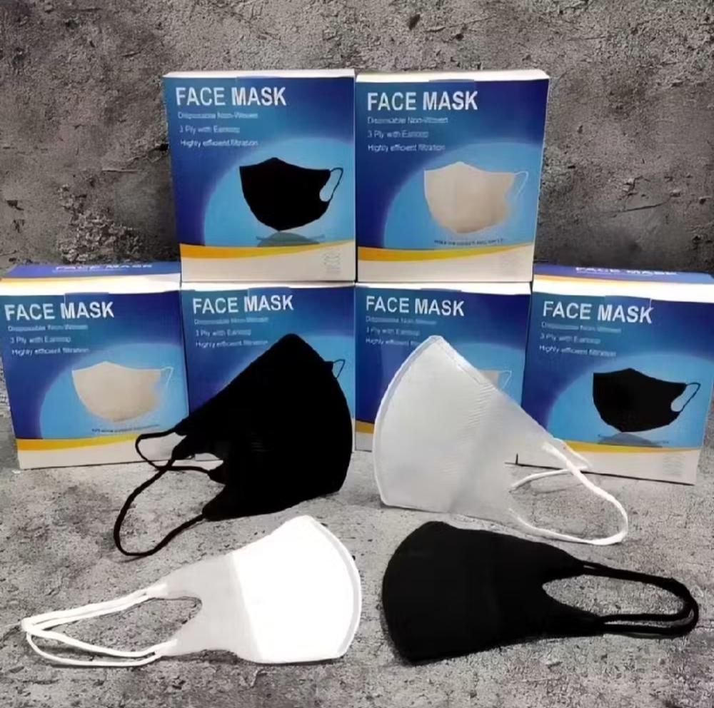 Dear Jasmine Masker Duckbill Duckbil 3 Ply Facemask Earloop Isi 50 Pcs Warna Hitam Putih - DB Face Mask Hitam 50 Pcs