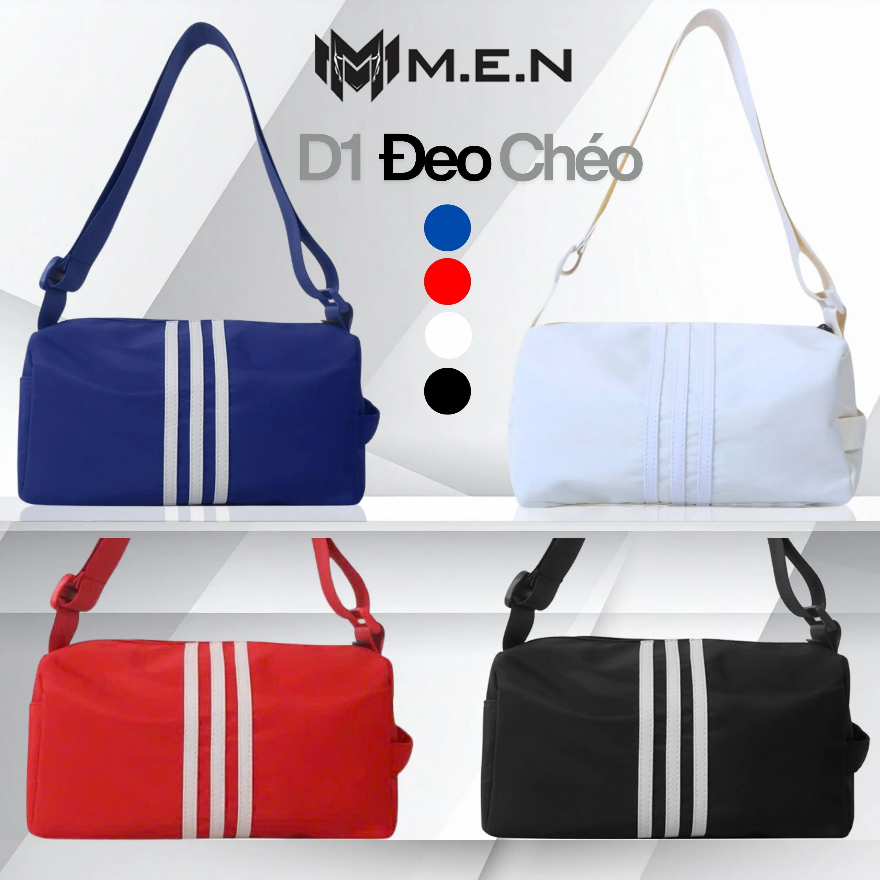 Túi gối đeo chéo 3 sọc nhỏ D1 vải chống nước 4 màu sành điệu SDE9 [FreeShip] Bag Kem