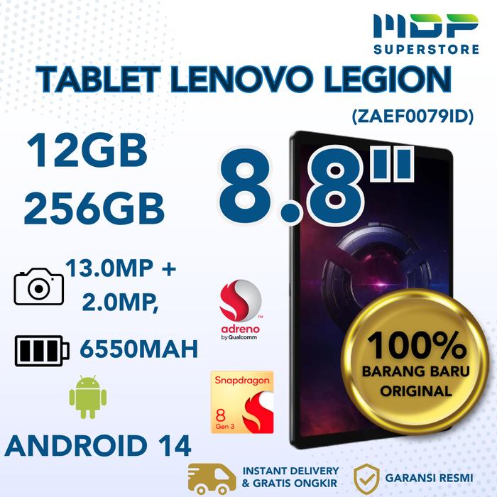 Gambar LENOVO LEGION TAB (ZAEF0079ID) : QUALCOMM SNAPDRAGON 8 GEN 3,12GB,12/256GB,8.8" 2.5K dari mdpsuperstore Kota Palembang Tokopedia