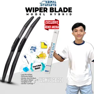 [EXCLUSIVE RENDI ANDIKA] Wiper Hybrid 1 Set Kiri dan Kanan Semua Jenis Mobil Universal FREE Sticker Wahyu Abadi Bonus 5 Item