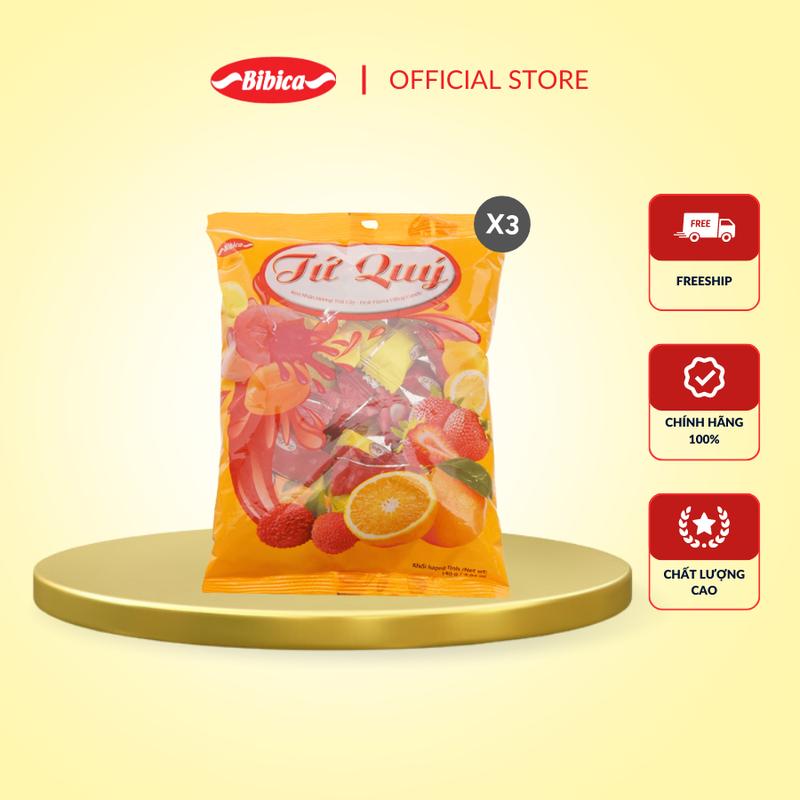 Combo 3 Kẹo Cứng Tứ Quý Bibica 140g