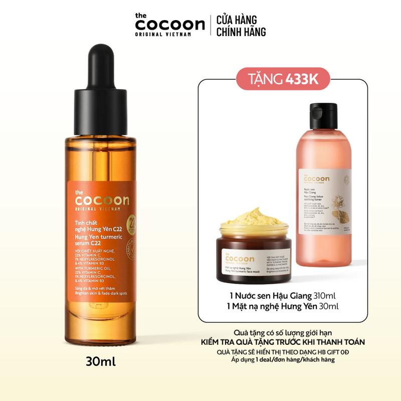 Tinh chất nghệ Hưng Yên C22 (serum) với 22% vitamin C sáng da chuyên sâu & mờ vết thâm Cocoon 30ml