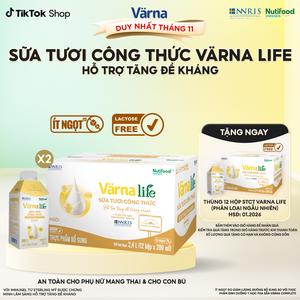 Combo 2 Thùng 12 hộp Varna Life sữa tươi công thức hỗ trợ tăng đề kháng (Vàng) (12 hộp giấy x 200ml)