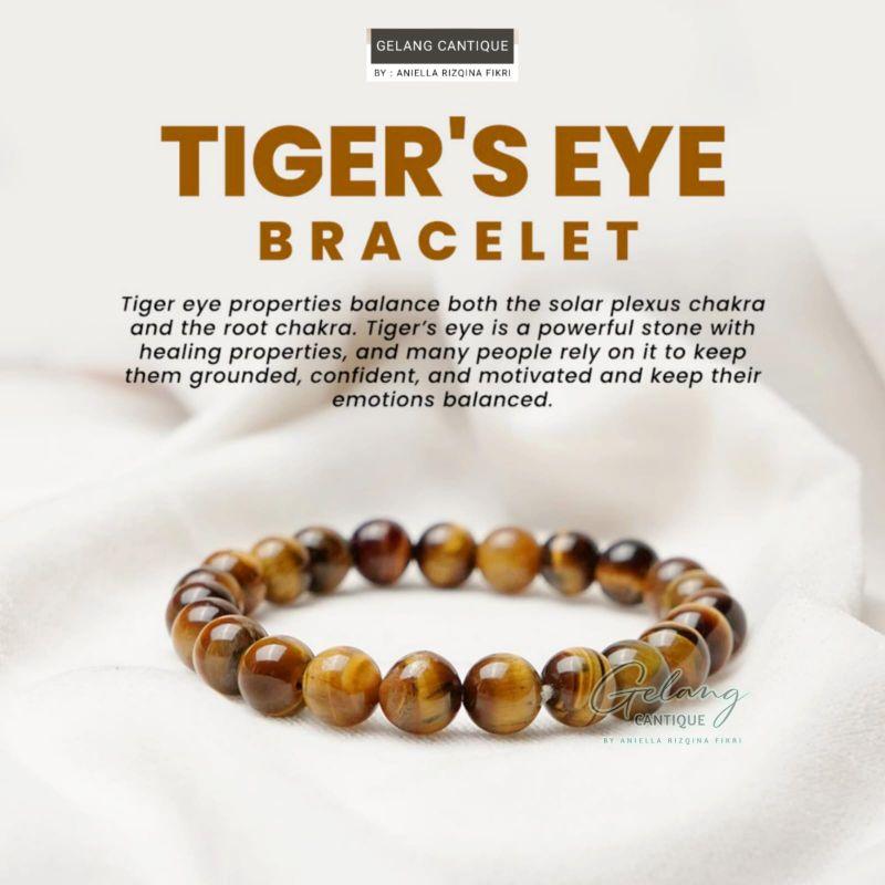 Gelang Batu Alam Tiger Eye Stone Tali Serut 4/6/8 mm, Gelang Chakra Kewibawaan Yoga Energi Positif, Gelang & Bangle Tangan, Natural Stone Bracelets, Tiger Eye Beads Model Harian Pria Wanita