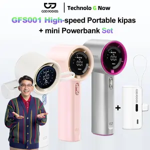 [EXCLUSIVE RUBEN ONSU] GOOJODOQ GFS001+Mini Powerbank Set High-speed kipas 100 Gear Wind kipas angin Digital Display Adjustable Turbo kipas tangan