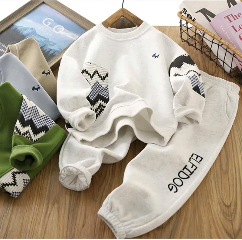 Bộ quần áo thu đông trẻ em 14-48kg cho bé trai chất nỉ bông dày dặn ấm áp mẫu Dog. Bộ thu đông dài tay, bộ nỉ cho bé trai và bé gái B25