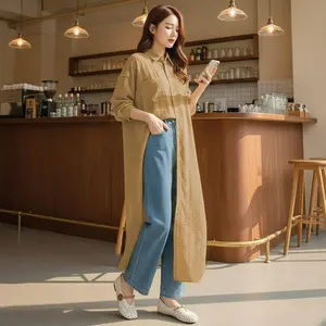 MT - JEMAH LONG TUNIK PURE LINEN KANCING AKTIF SIZE XL, XXL, XXXL