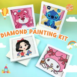 DIY Diamond Painting Kit 1 Set Frame Karakter Lucu Figura Bingkai Dekorasi Berlian Bulat Akrilik Stiker Mainan Kreatif Anak