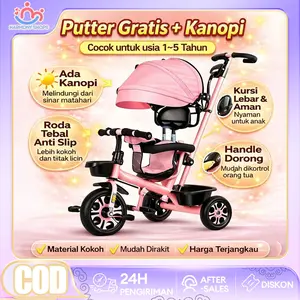 【Free Kardus】Sepeda Anak Roda 3 3in1 Keranjang Putar & Rebah Multifungsi Usia 1-8Tahun Aman