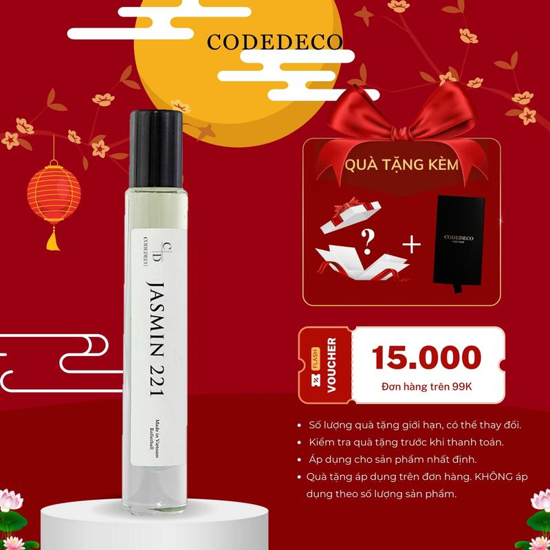 Tinh dầu nước hoa nữ CODEDECO Jasmin 221 10ml dạng lăn Perfume Cosmetic