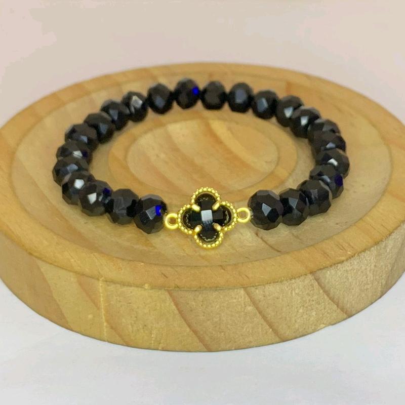 Gelang Kristal Ceko Clover Hitam - Gelang Tangan wanita - Bracelets 1