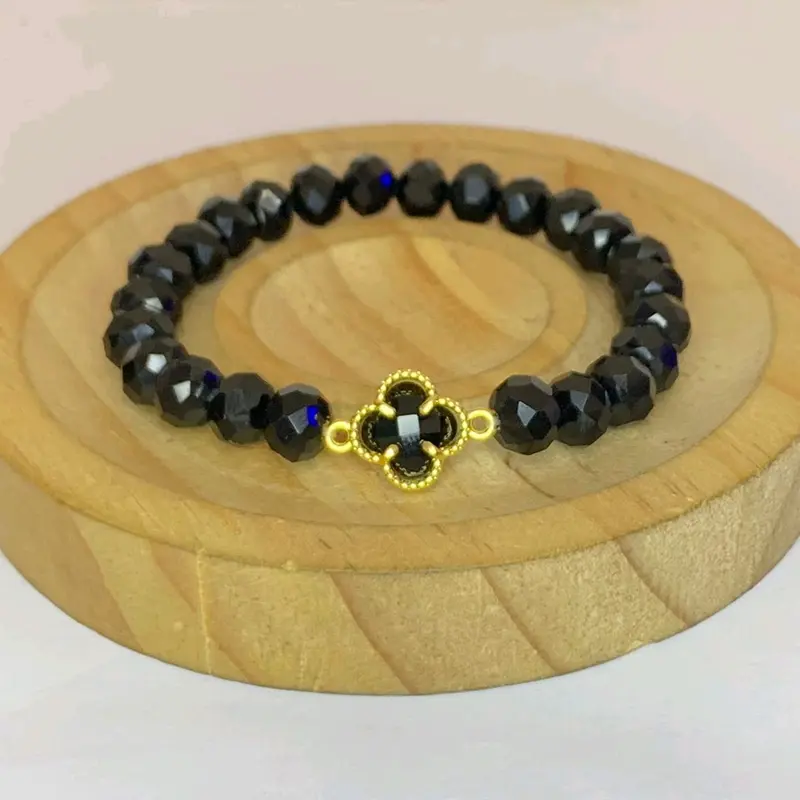 Gelang Kristal Ceko Clover Hitam - Gelang Tangan wanita - Bracelets 1