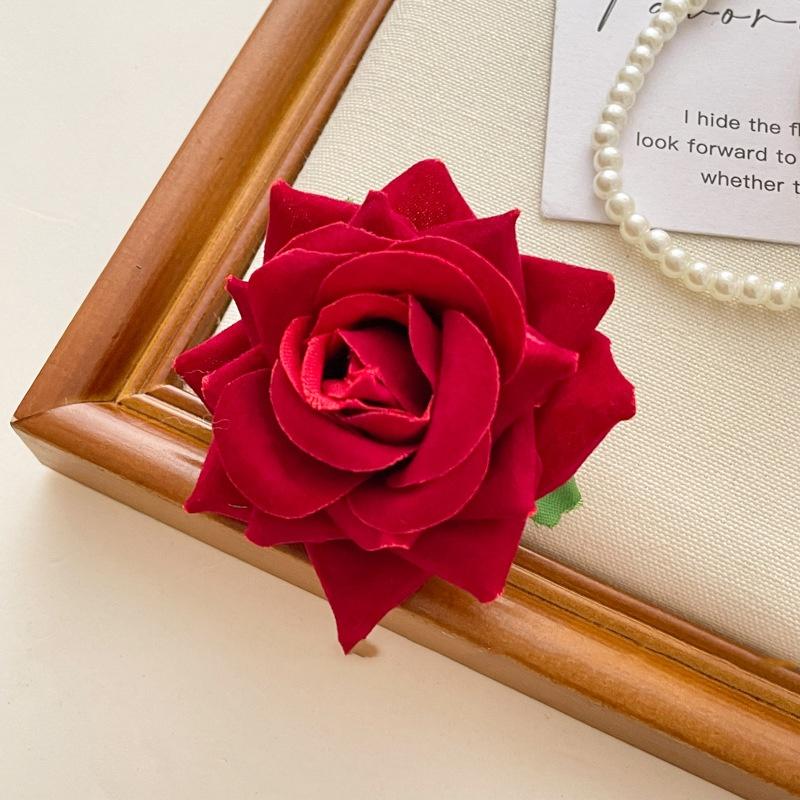 Kẹp Tóc Và Trâm Cài, Hoa Hồng Đỏ, Phụ Kiện Kép, Kẹp Hoa Đội Đầu Và Hoa Ngực, Thích Hợp Để Chụp Ảnh Đạo Cụ, Kẹp Tóc 4