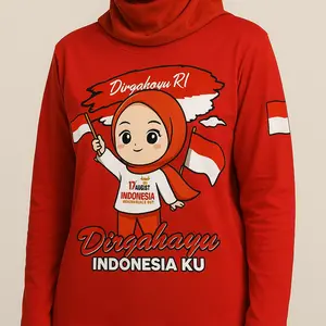 Jk Lengan Panjang Hut Jilbab Bdr RI 80 Kaos Terlaris 17 Agustus 1945 Kemerdekaan Indonesia Kaos Merah Putih Hitam Kaos Cewek Cowok