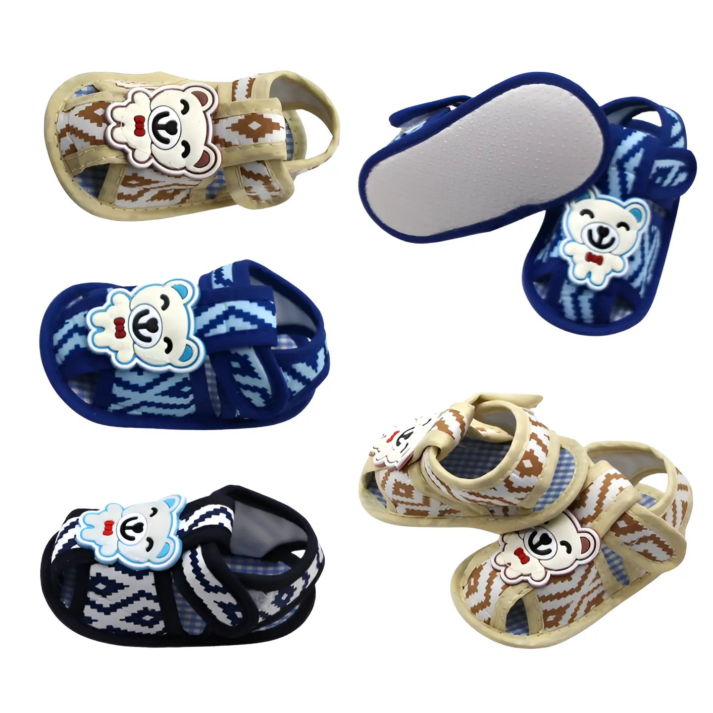 【Buy 2 get 2%】Newborn Cotton Hollow Sandals Summer Boys Baby Bear Cartoon Casual Shoes Antiskid Breathable Soft Sole Cozy Infant First Walker Shoes Outdoor 0-18Months