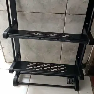 304 Rak Sabun Kamar Mandi Stainless Hitam Dinding Rak Bumbu Dapur Dipasang  tanpa harus dilubangin dibagian