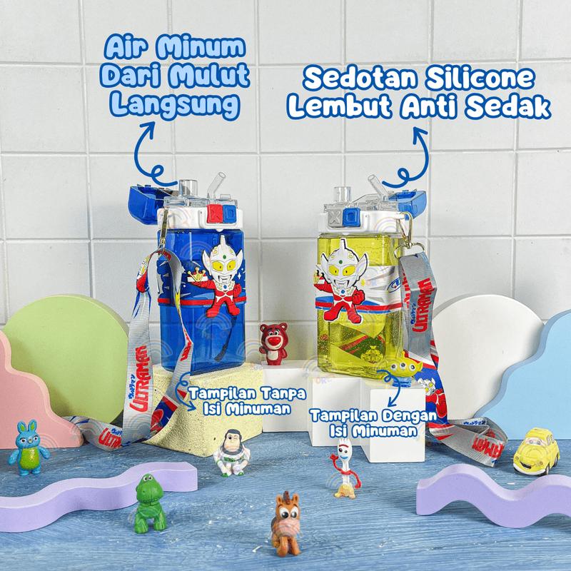 ￼Botol Minum Anak Sanrio 2in1 520ml Tritan Dual Fungsi Kuromi Melody Cinnamoroll BPA Free Sedotan Tali 2