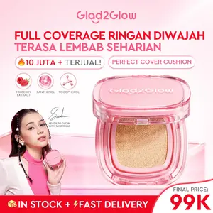 Glad2Glow Perfect cover waterproof cushion dengankandungan skincare mencegah kekusaman dan kulit keringsepanjang hari G2G fondation skin tint Concealer Foundation Wajah foundation cushion anti oksidasi dan tahan lama cushionnya glad2glow