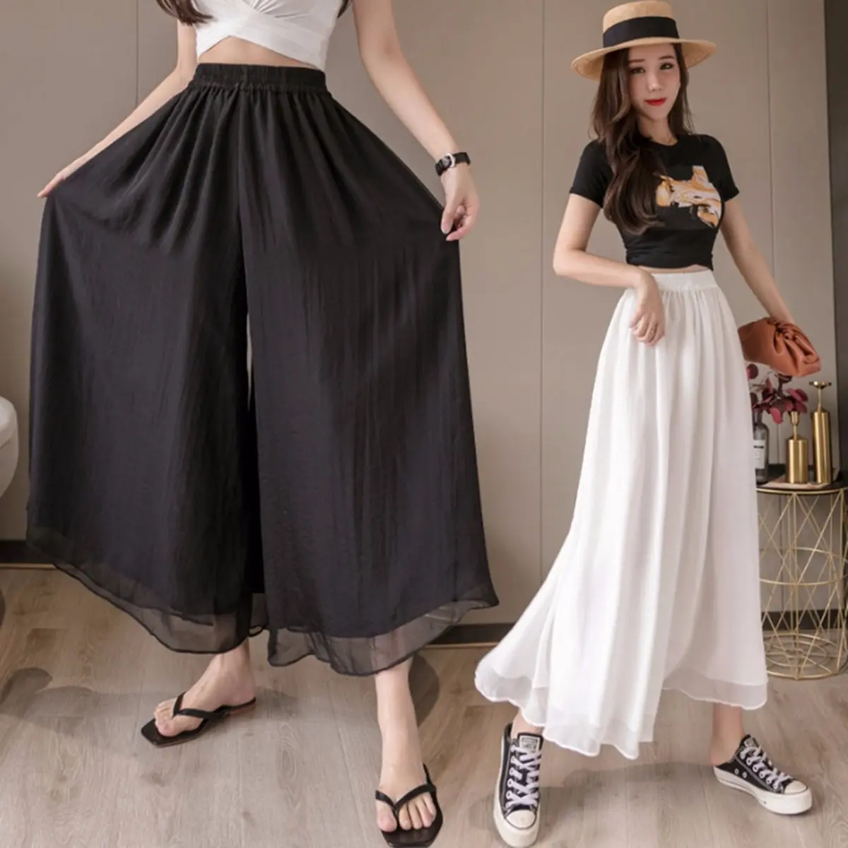 Quần Ống Rộng Cho Nữ, Quần Dài Seluar, Voan, Palazzo
