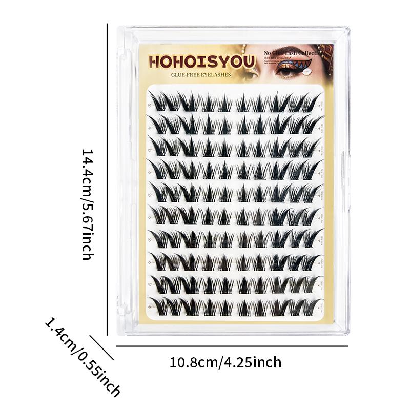 HOHOISYOU 100PCS Kemasan Besar dengan Isi yang Banyak  Bulu Mata Palsu Tanpa Lem - Model Kelinci Imut, 9-15mm, 3D Volume, Dapat Digunakan Ulang, Nyaman & Alami untuk Pemula - Day, Remover