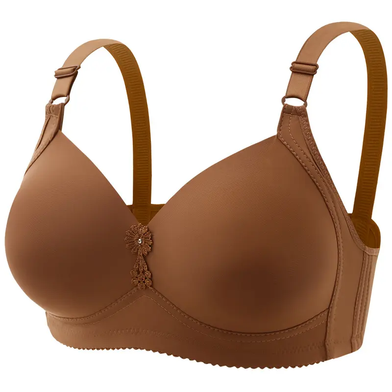 DELIMIRA Women's Strapless Jacquard Minimizer Bra Plus Size Underwire Non-Padded Beige 32B at Women's Clothing store