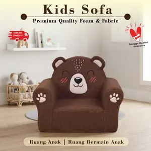 MikaHome Sofa Anak Full Foam LucuKain Teddy Beludru Lembut Aman Nyaman  Desain Rakun dan Dinosaurus Imut untuk Ruang Bermain Kamar Anak Hadiah Spesial Busa Padat Berkualitas Tinggi TidakGampang Kempes