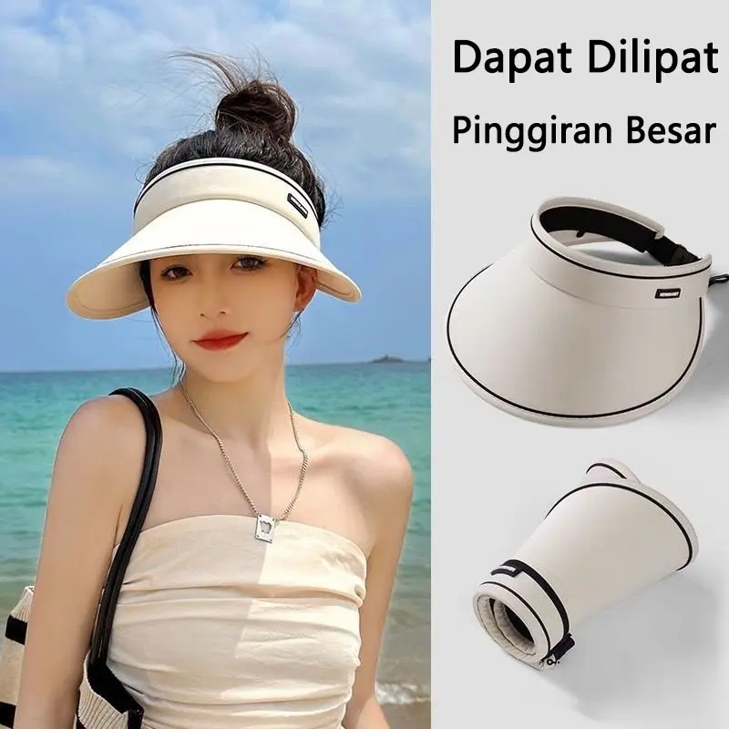 Topi Matahari Berongga Atas Model Wanita Bersepeda Topi Anti-Ultraviolet Topi Matahari Lipat Wanita Outdoor