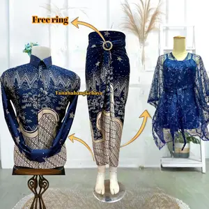 Couple Kemeja Batik Pria Rok Lilit Dan Outer Pita / Couple Kemeja Lengan Panjang batik terbaru 2024 kekinian